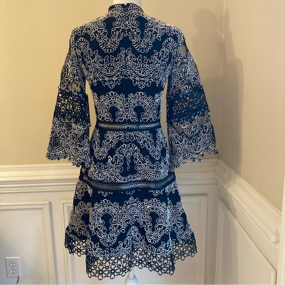 ALEXIS Black White Lace Fit Flare Dress - Picture 8 of 10